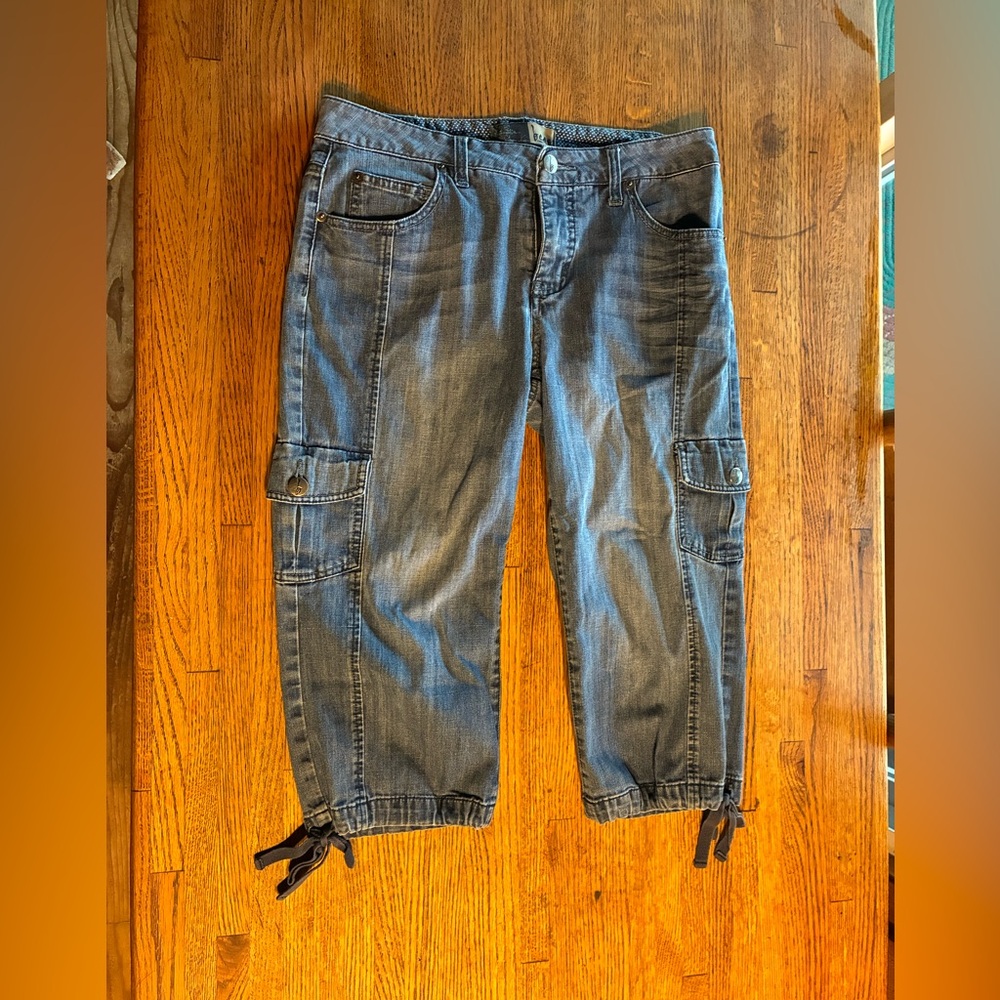 Cargo Capris denim blue jean drawstring